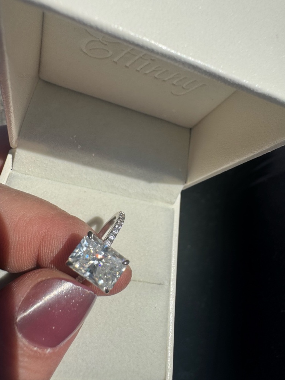Square-Cut Solitaire Pavé engagement Ring
